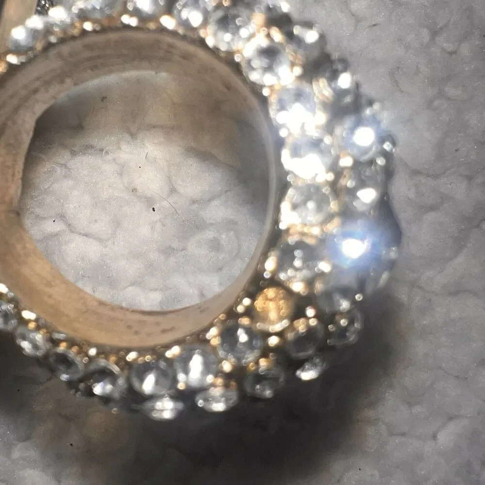Clutch w/Rhinestone Ring Holder Silver NO STRAP Holiday/Bride Glam Party READ